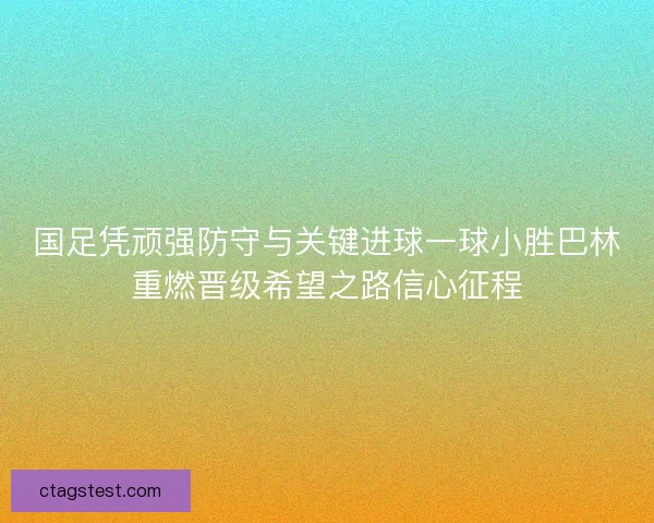 国足凭顽强防守与关键进球一球小胜巴林重燃晋级希望之路信心征程